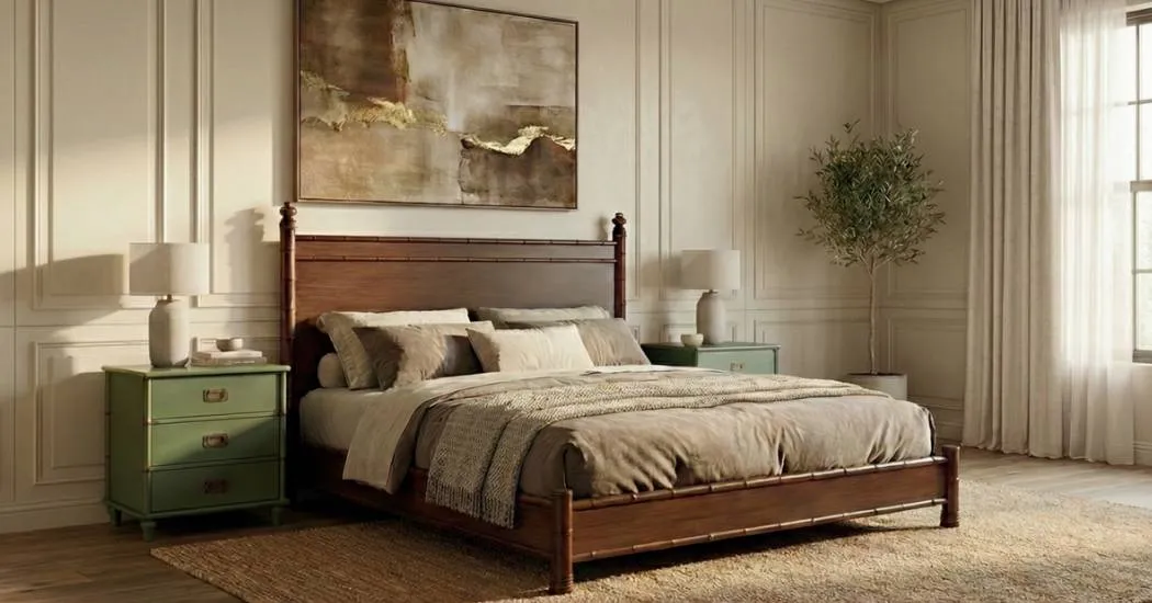 Wooden bed with nightstands bedroom by furniture manufacturer Mebel International